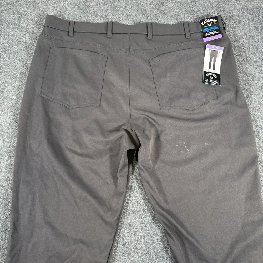 New Callaway Pants Mens 40x30 Gray Stretch Lightweight 5 Pocket‎ Golf Athletic